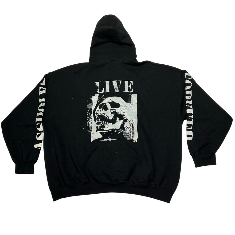 As*holes Live Forever Hoodie Mens 2XL Black Skull Sweatshirt Linda Finegold
